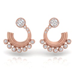 Pendientes de diamantes talla brillante redonda SI/H de 1,5 quilates Joyas de oro rosa de 18 quilates