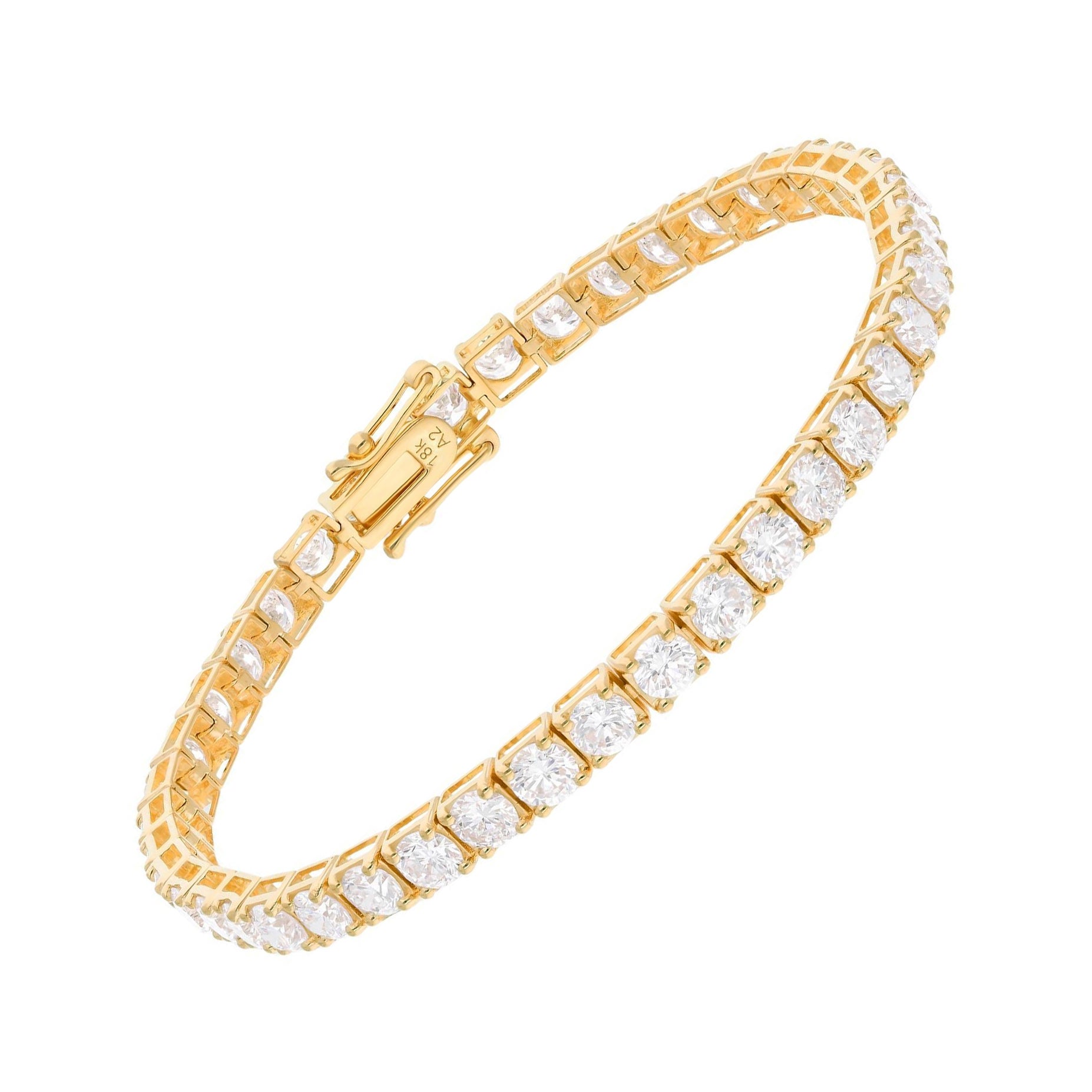 Pulsera de tenis de diamantes talla brillante redonda SI/H de 15 quilates Oro amarillo de 14 quilates