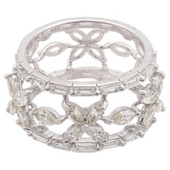 1.5 Carat SI/HI Marquise Pear Diamond Band Ring 18 Karat White Gold Fine Jewelry