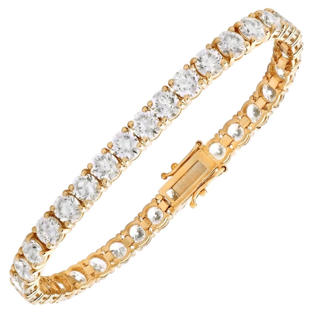 15 Carat Total Diamond Weight Diamond 14 KY Gold Tennis Bracelet GIA Certified