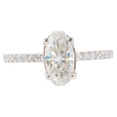 1.5 Carat Total GIA Certified Oval Cut Diamond Engagement Ring In 14k White Gold