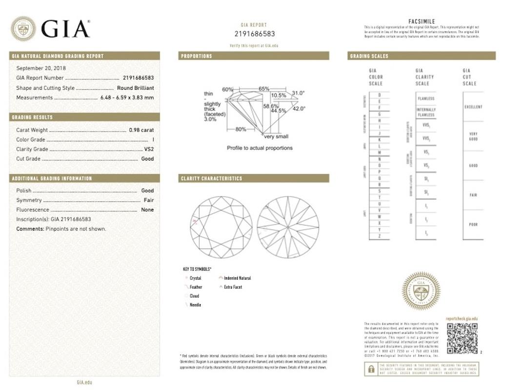 1.5 Carat Total GIA Certified Round Diamond Bypass Ring In 14k Rose Gold For Sale 2