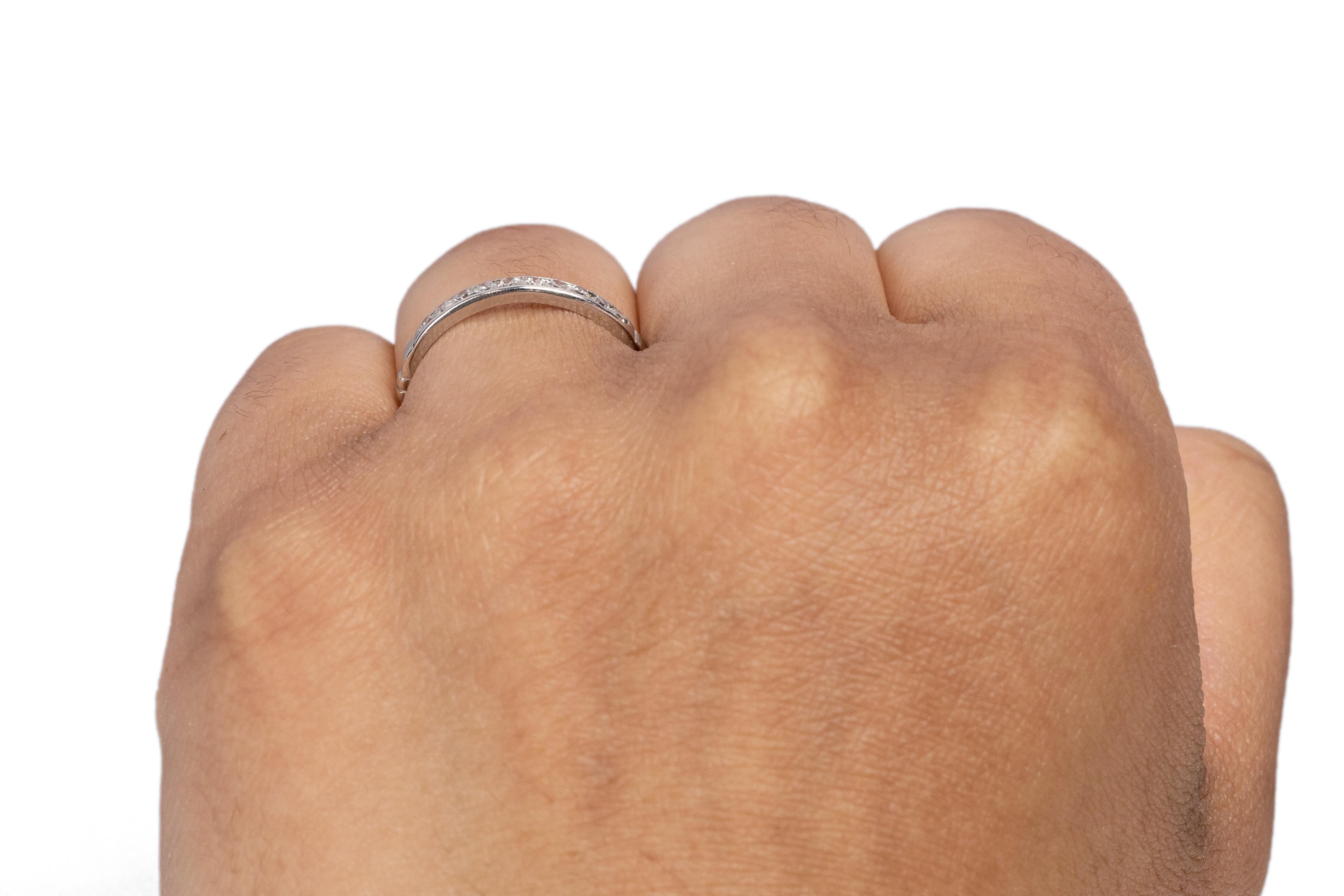 Old European Cut .15 Carat Total Weight Art Deco 18 Karat White Gold Diamond Engagement Ring For Sale