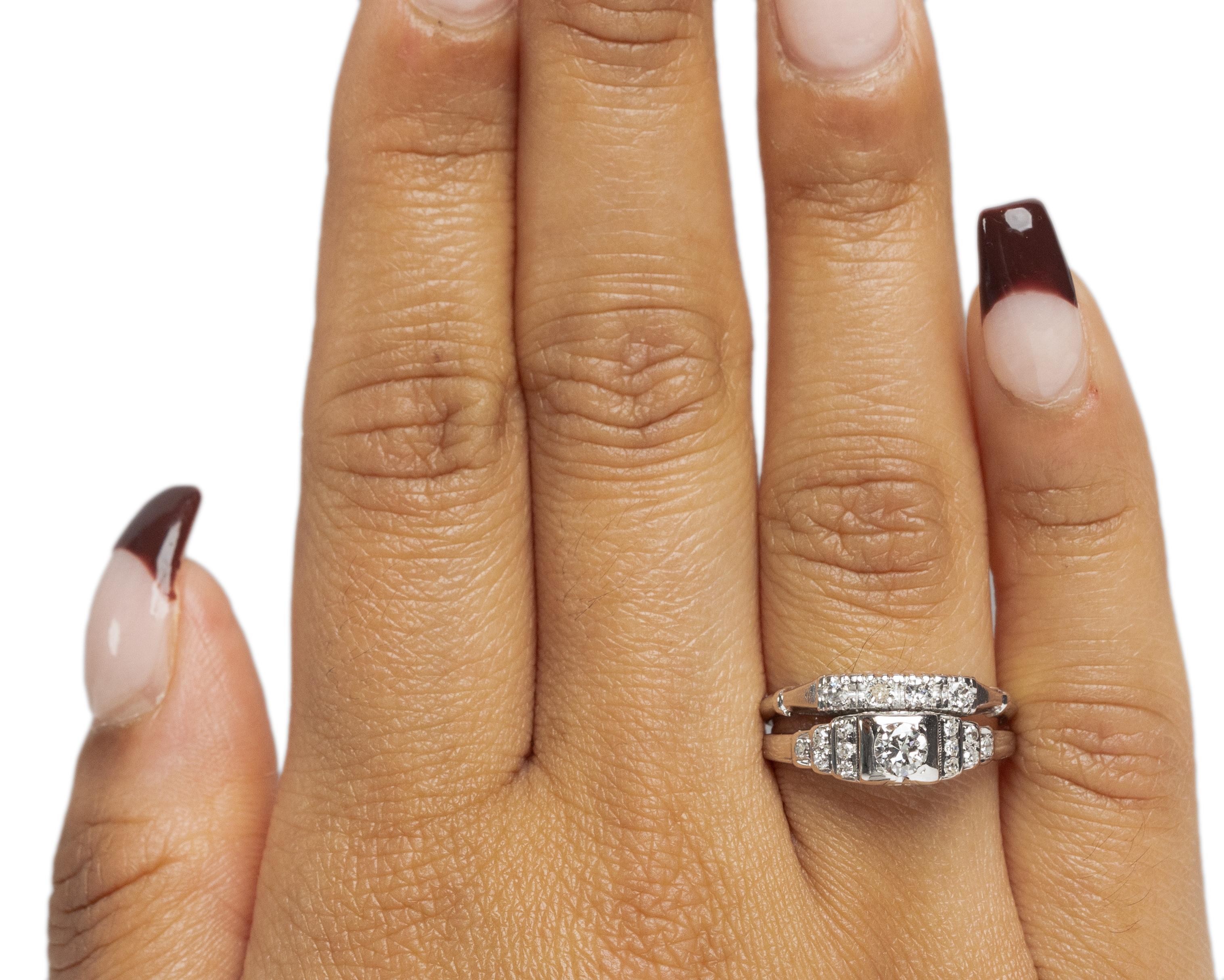 Bague de fiançailles Art déco en platine avec diamants d'un poids total de 0,15 carat Pour femmes en vente