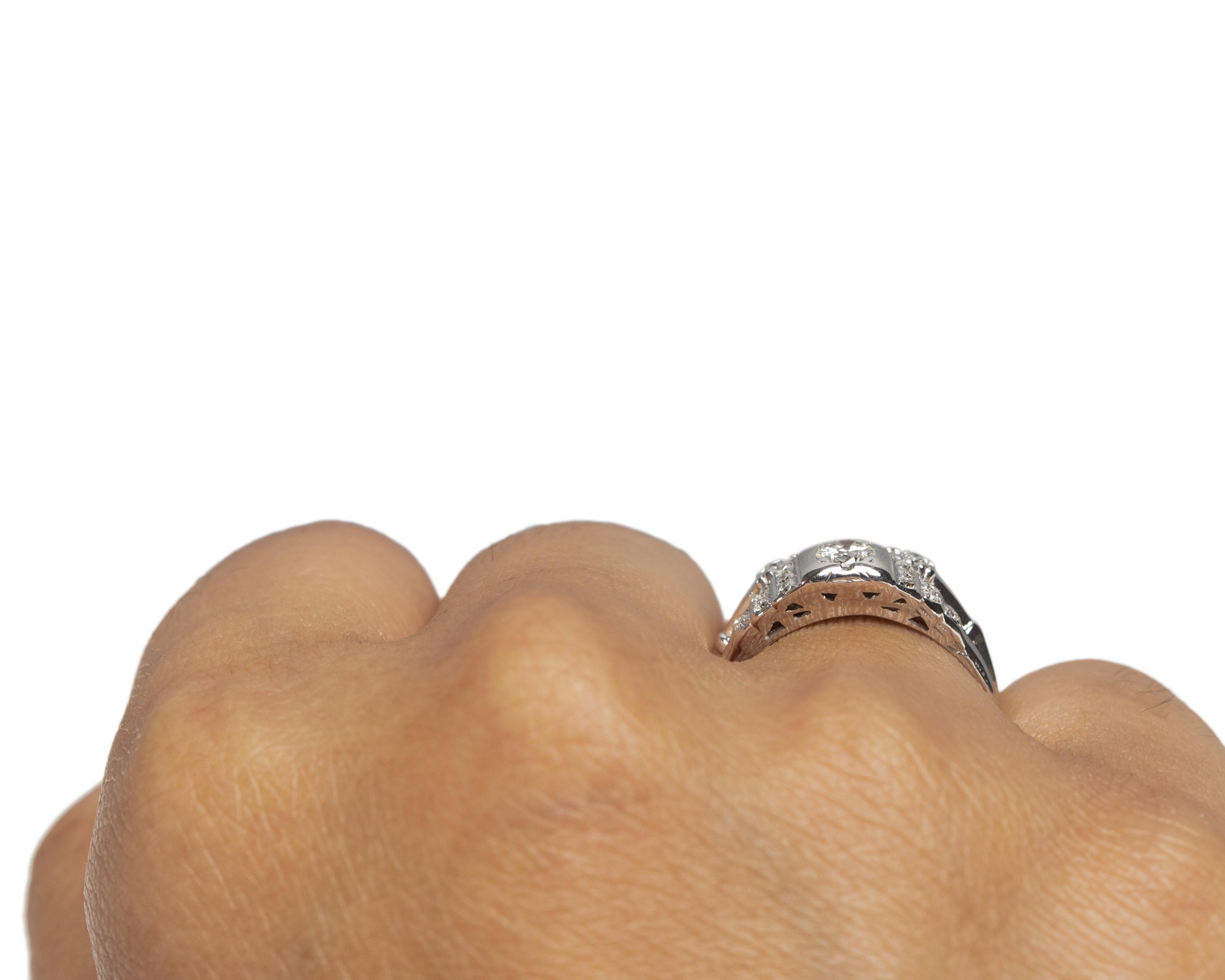 Old European Cut .15 Carat Total Weight Art Deco Diamond Platinum Engagement Ring For Sale