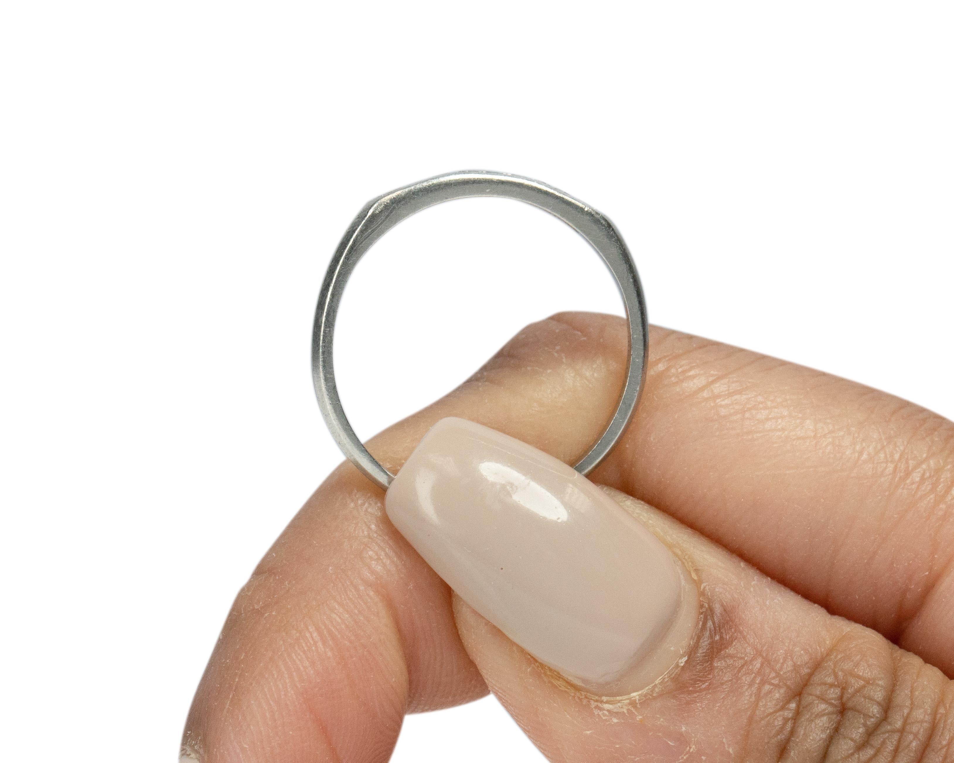 .15 Carat Total Weight Art Deco Diamond Platinum Engagement Ring For Sale 3