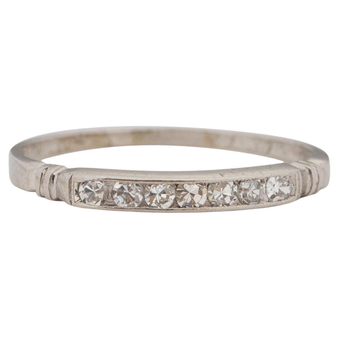 .15 Carat Total Weight Art Deco Diamond Platinum Wedding Band For Sale