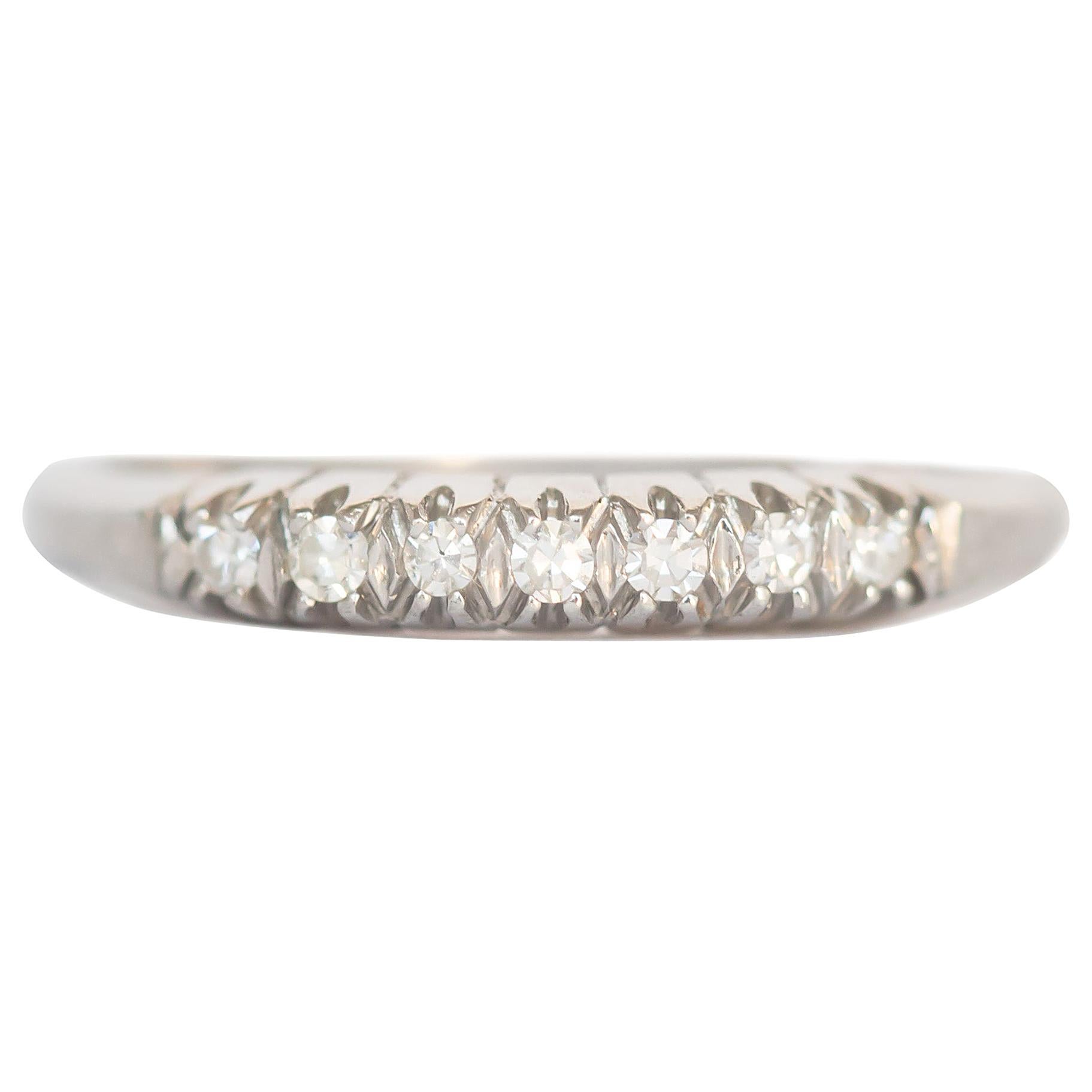 .15 Carat Total Weight Diamond Platinum Wedding Band For Sale