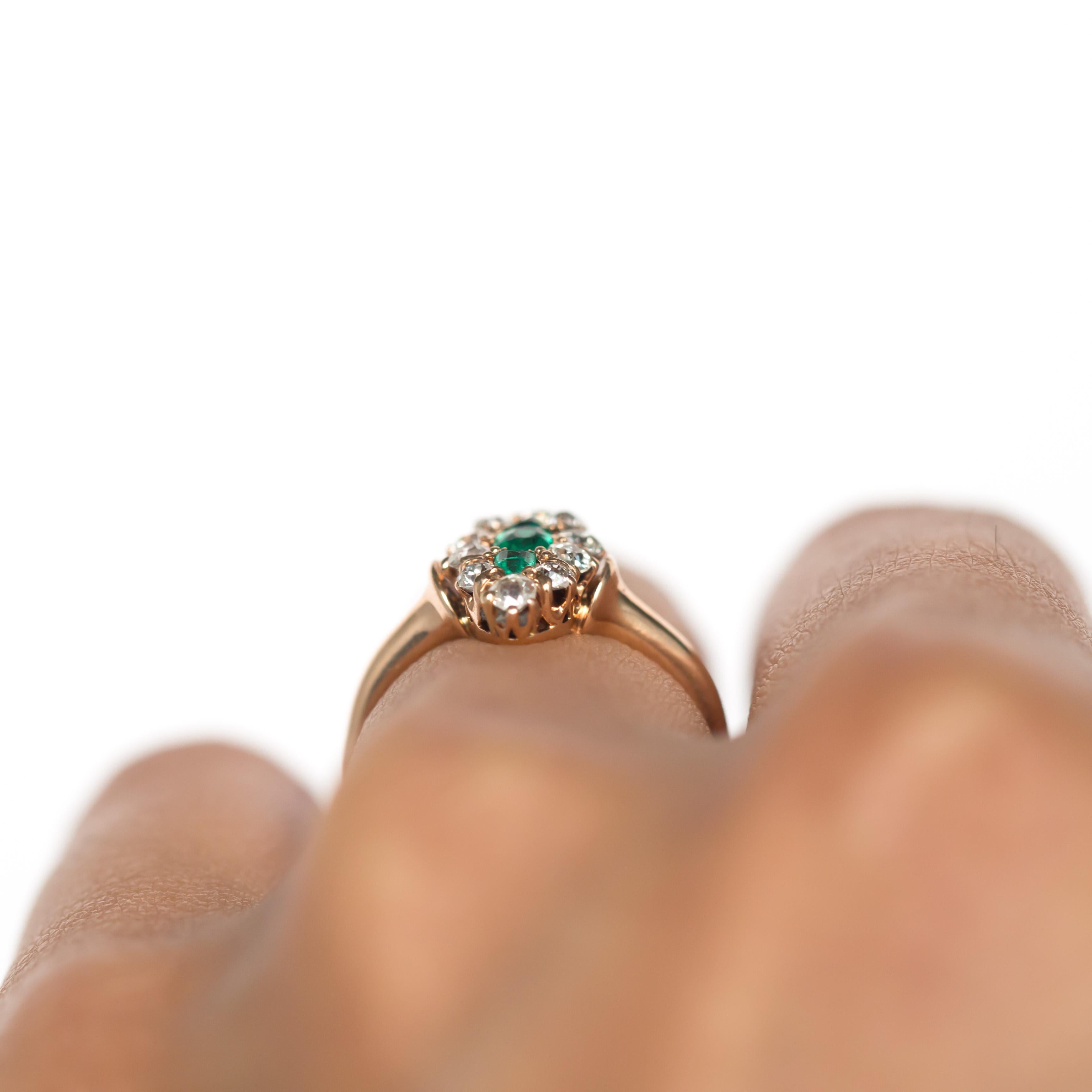 .15 Carat Total Weight Emerald Yellow Gold Engagement Ring For Sale 2