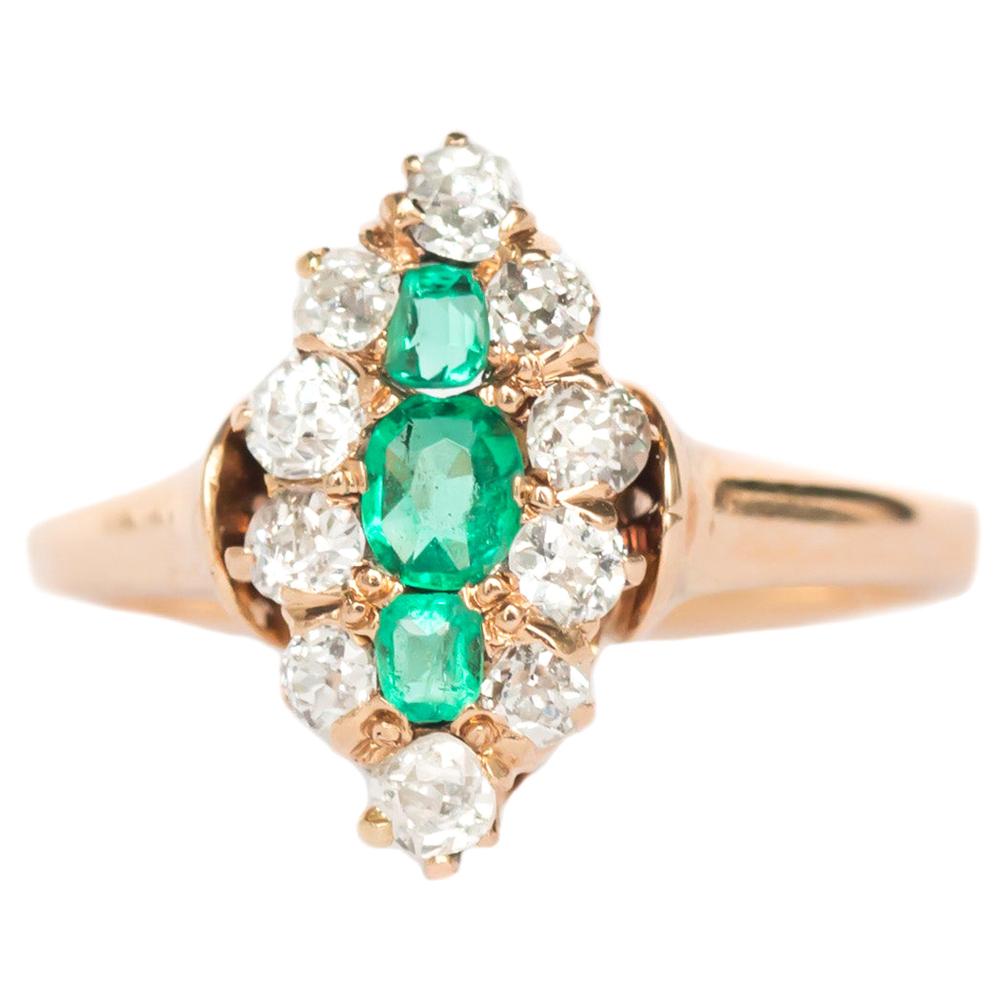 .15 Carat Total Weight Emerald Yellow Gold Engagement Ring