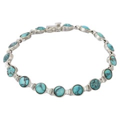 15 Carat Turquoise Chain Bracelet for Her Crafted in 925 Sterling Silver