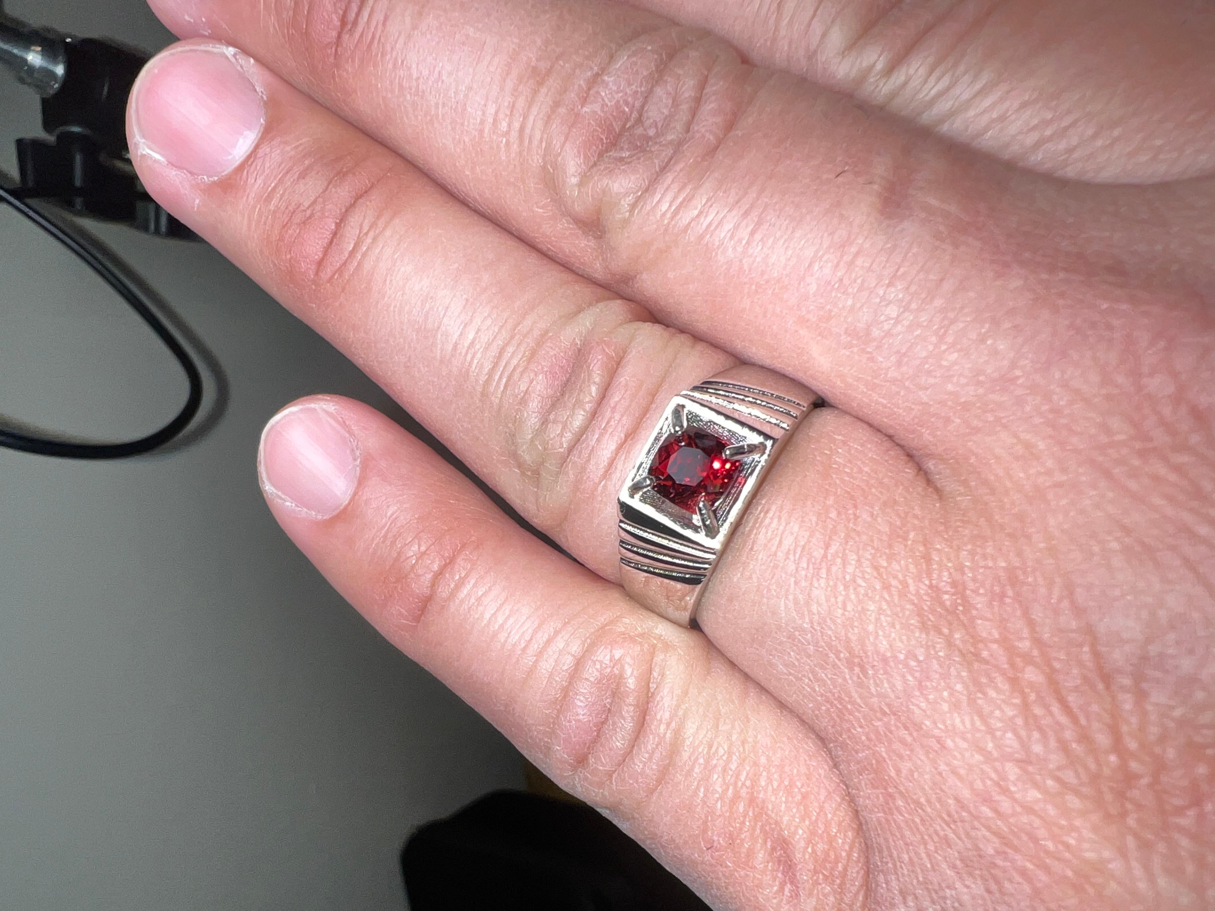1.5 Carat Vivid Red Spinel Mens Silver Ring For Sale at 1stDibs mens
