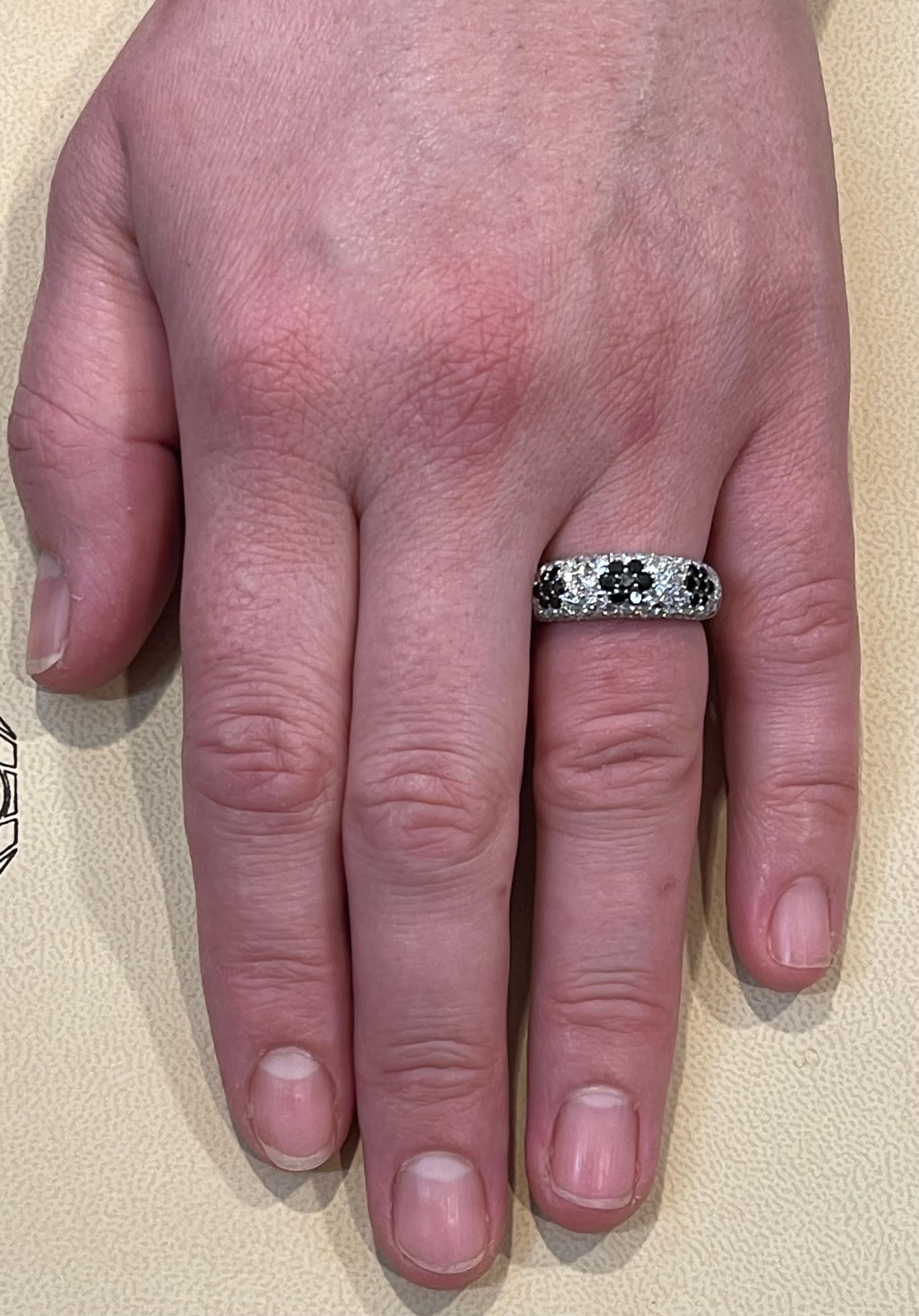 1.5 Carat White Diamond and 0.6 Carat Black Diamond Cocktail Ring 14 Karat Gold 9