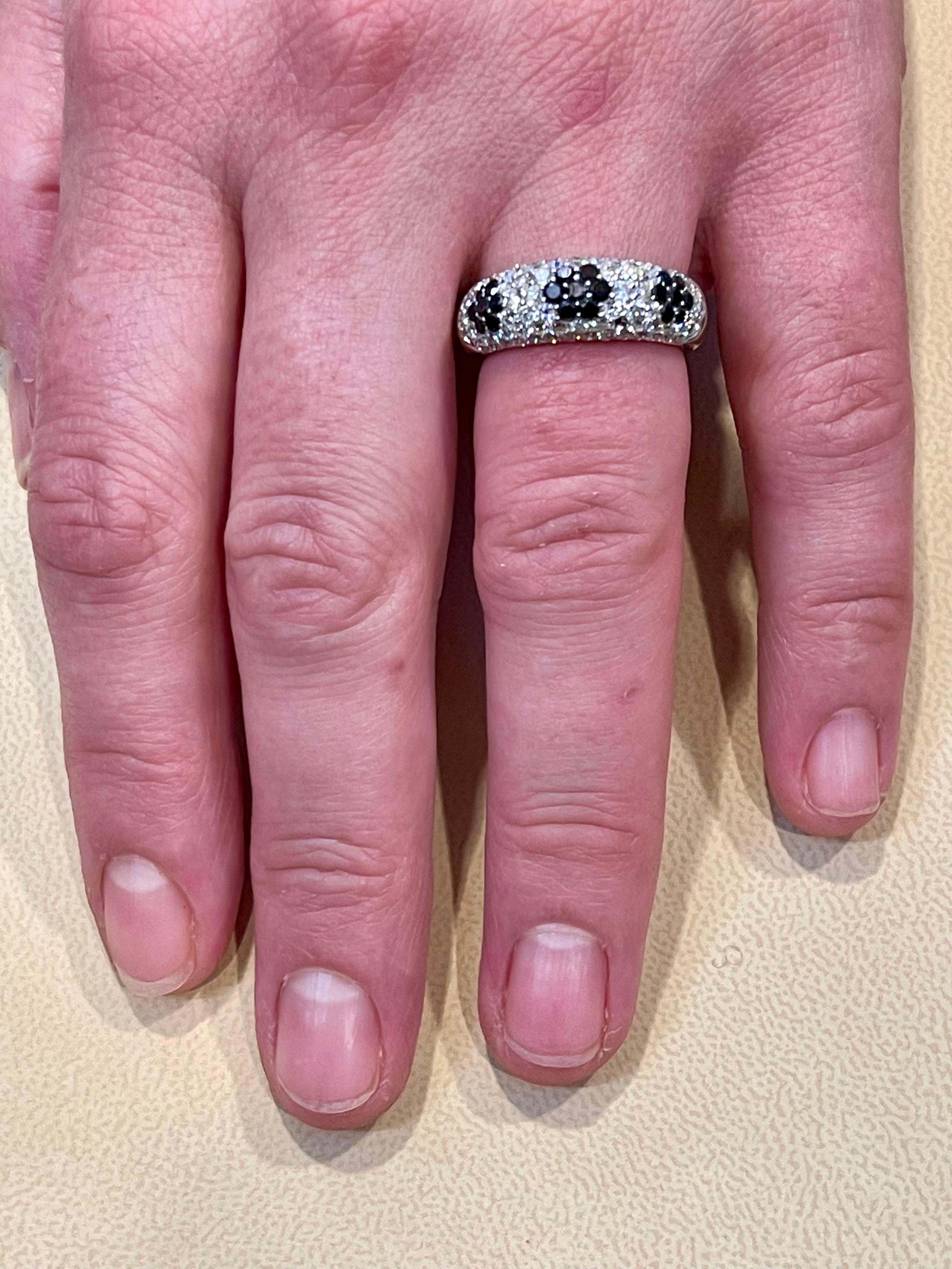 Women's 1.5 Carat White Diamond and 0.6 Carat Black Diamond Cocktail Ring 14 Karat Gold