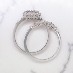 1.5 Carat with Diamonds Excellent Cut Wedding Set Round Band Engagement Ring