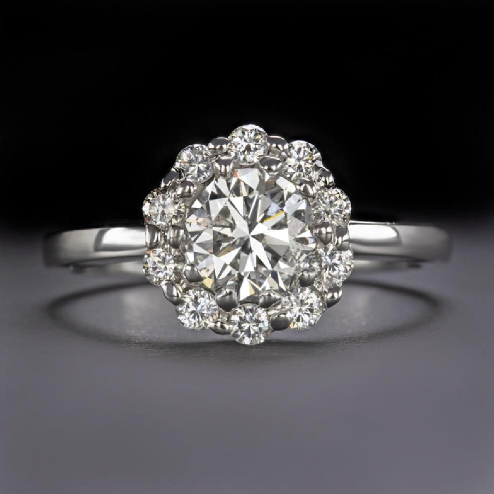 Modern 1.5 Carat with Diamonds Excellent Cut Wedding Set Round Band Engagement Ring