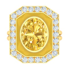 1.5 Carat Yellow Diamond and Yellow Chalcedony Ring