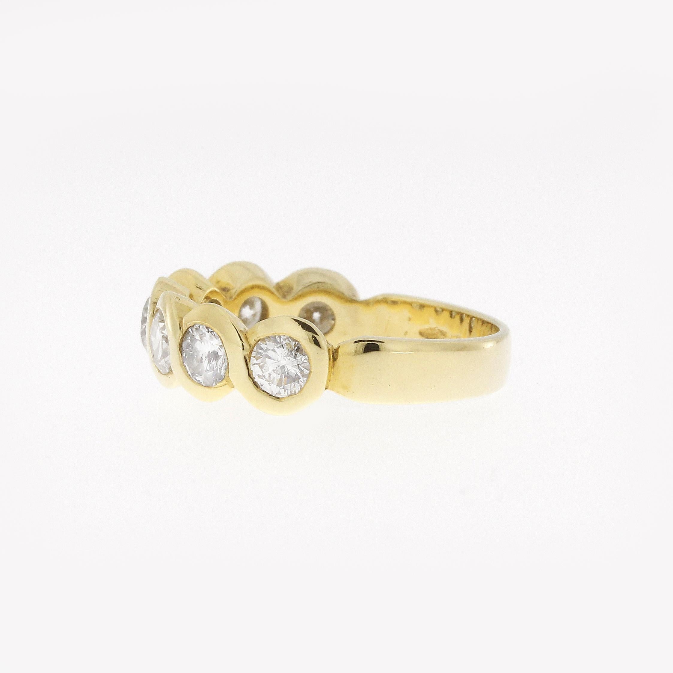 Brilliant Cut 1.5 Carat Yellow Gold Diamond Half Eternity Band Ring For Sale