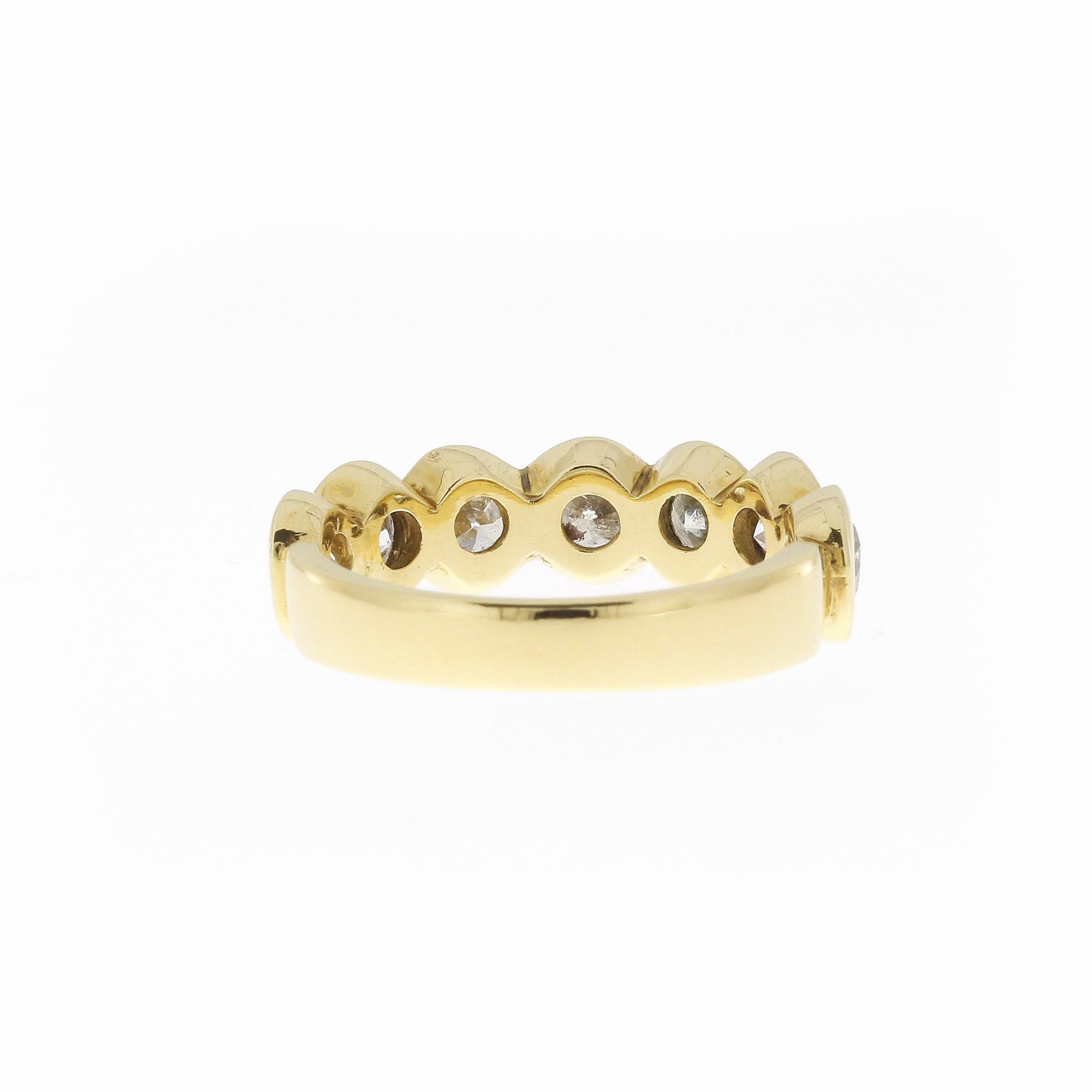 Women's or Men's 1.5 Carat Yellow Gold Diamond Half Eternity Band Ring For Sale