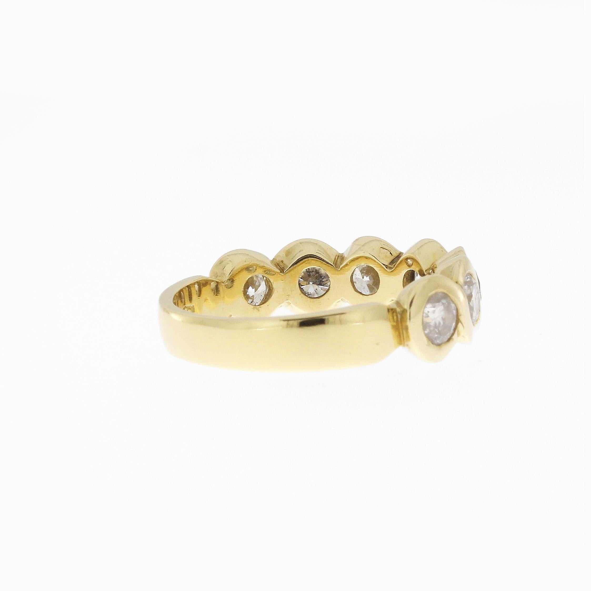 1.5 Carat Yellow Gold Diamond Half Eternity Band Ring For Sale 1