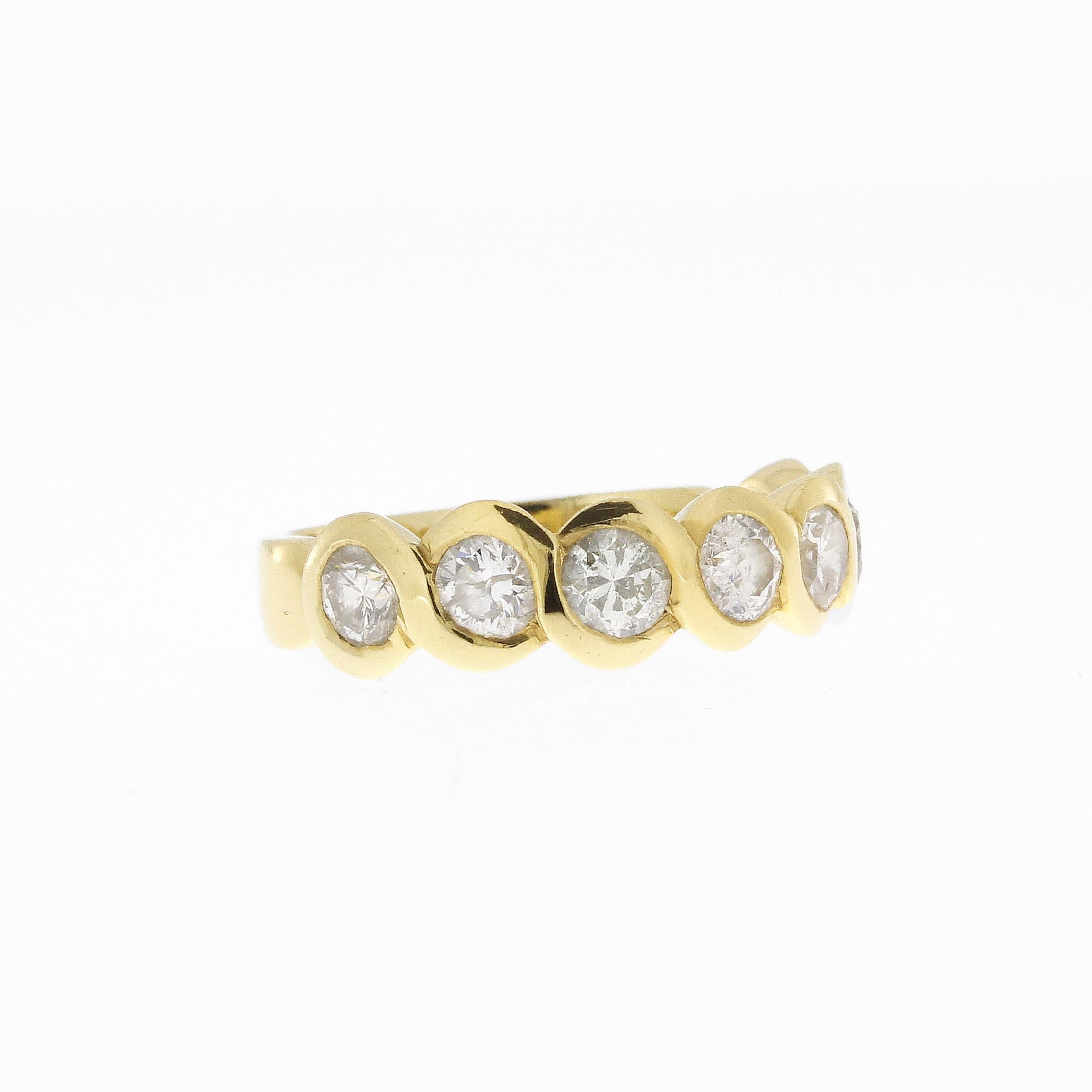 1.5 Carat Yellow Gold Diamond Half Eternity Band Ring For Sale 3