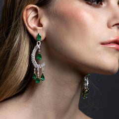 Sunita Nahata Emerald 15.00ct. Drop Earrings in 18KWYG Diamond.