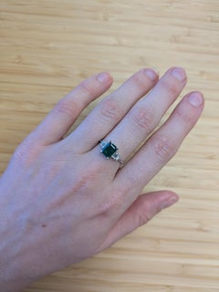 1.5 Carat Zambian Emerald Ring with Natural Diamond in Solid 14K Gold  EM 8x6mm