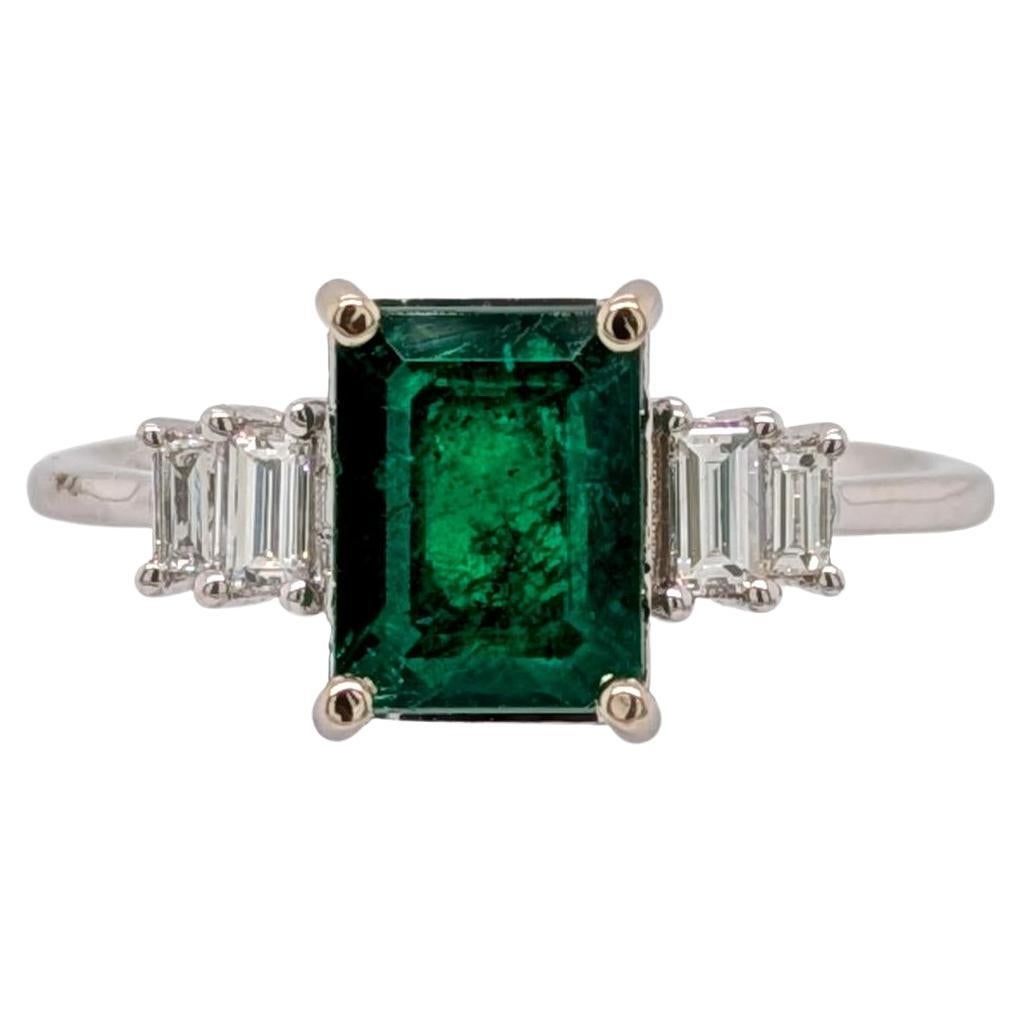 1.5 Carat Zambian Emerald Ring with Natural Diamond in Solid 14K Gold  EM 8x6mm