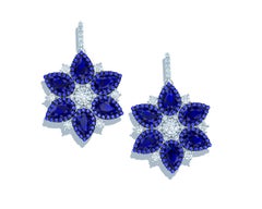 15 Carats Sapphire and Diamond Drop Earrings