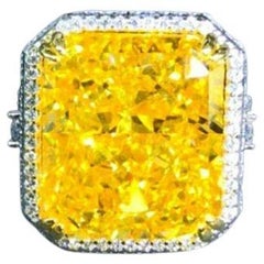 15 Caret Yellow  Lab Diamond Ring Sterling Silver 