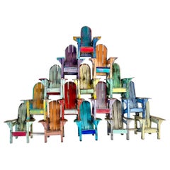 "15 Chair Jumble" Colorful Adirondack Chair Wall Sculpture by Paul Jacobsen