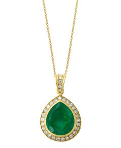 AGL Certified Minor 15 Ct Colombian Emerald Diamond Pendent/Necklace 18 K Y Gold