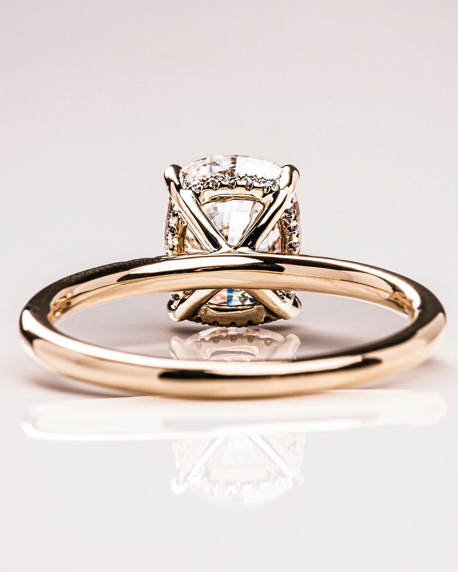 Verlobungsring 925 aus Moissanit mit 1,5 Karat im Kissenschliff und Sterlingsilber aus Sterlingsilber, Geschenk. für Damen oder Herren