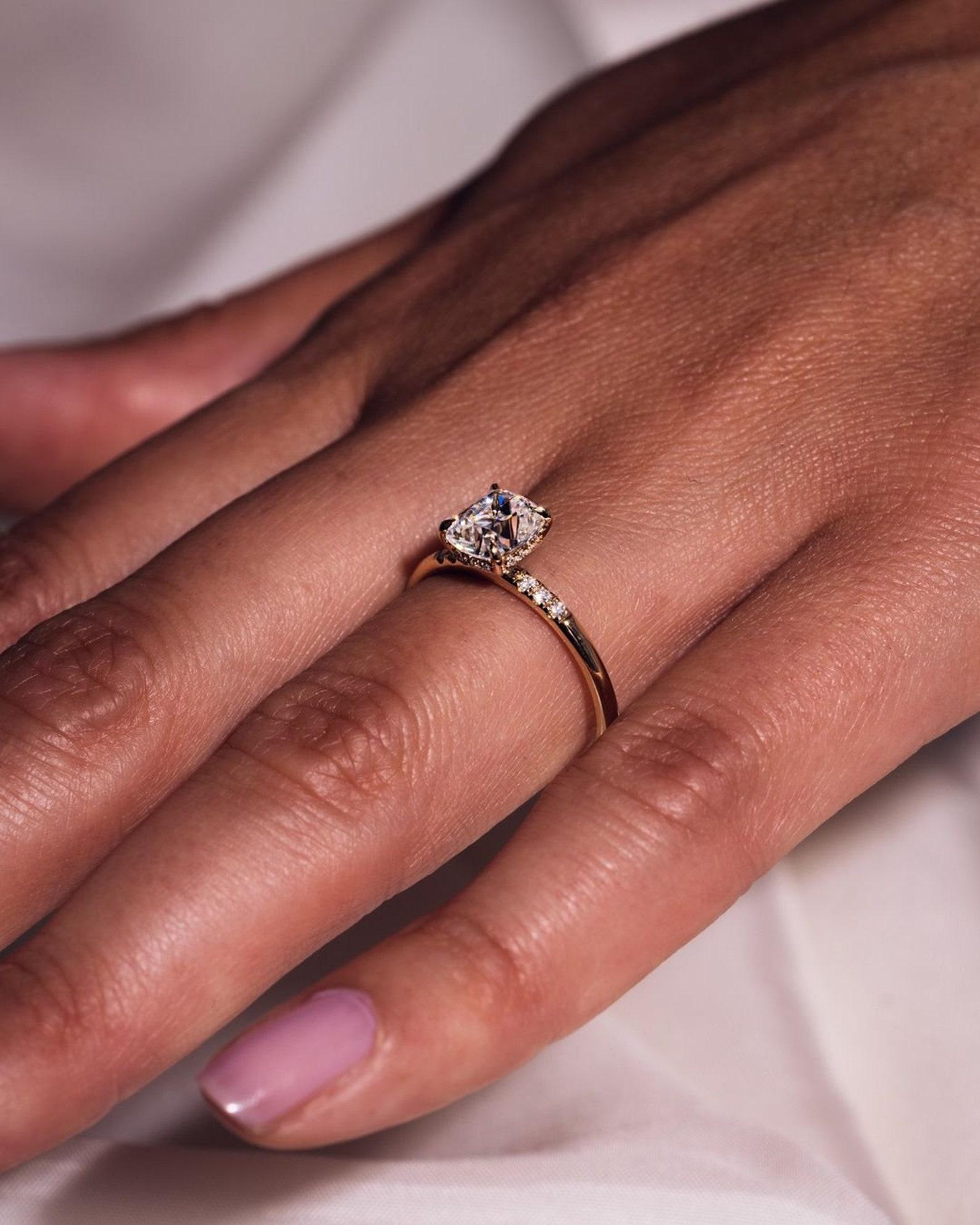 Verlobungsring 925 aus Moissanit mit 1,5 Karat im Kissenschliff und Sterlingsilber aus Sterlingsilber, Geschenk. 2
