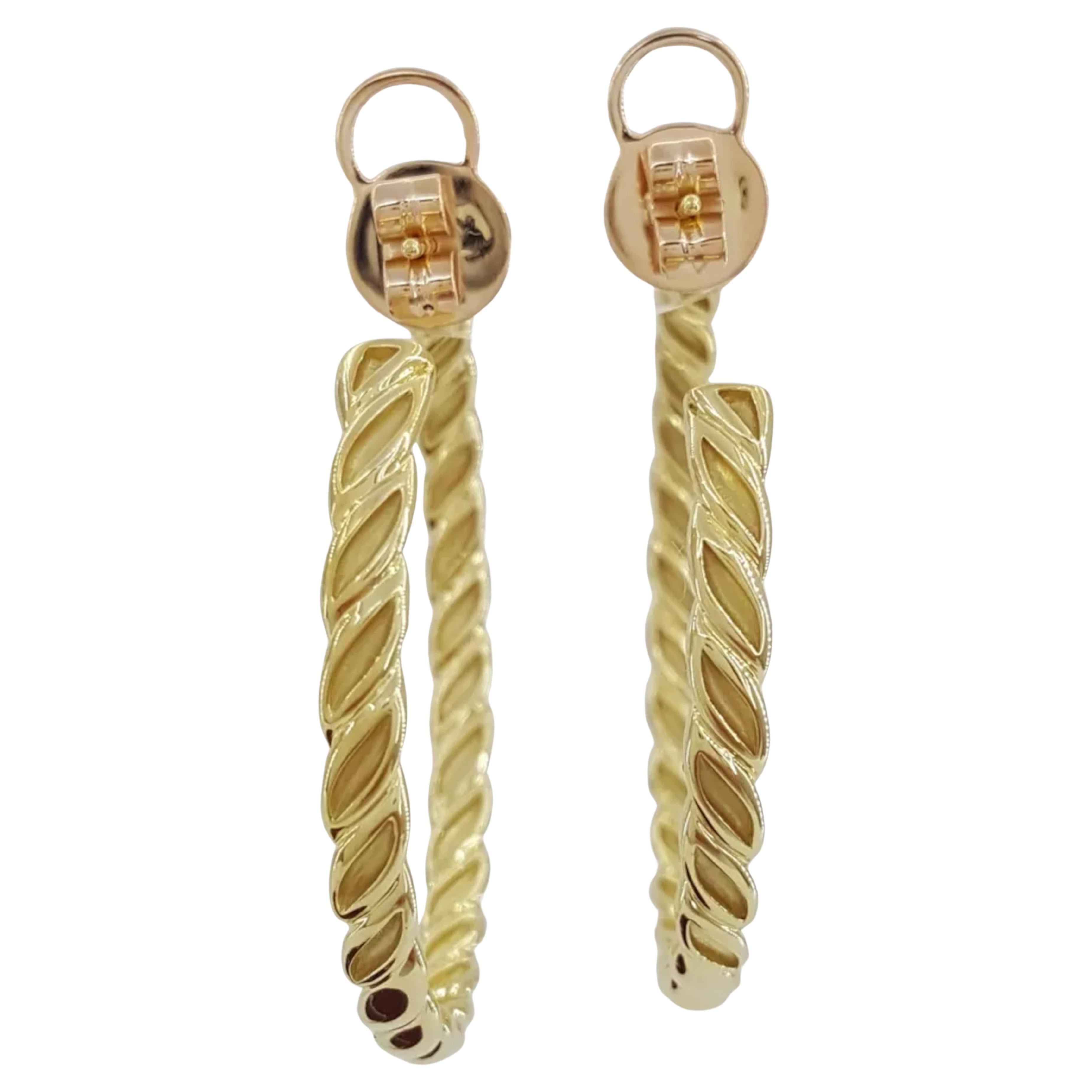 Round Cut 1.5 ct David Yurman Sculpted Cable Flex Round Diamond Hoop Earrings For Sale