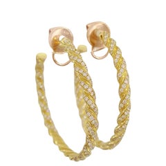 1.5 ct David Yurman Sculpted Cable Flex Round Diamond Hoop Earrings