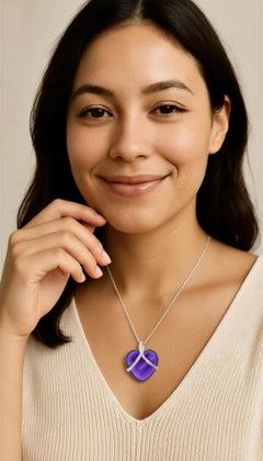 15 ct. Fine Amethyst & 0.35ct Diamond Heart Pendant Necklace in 18K Gold