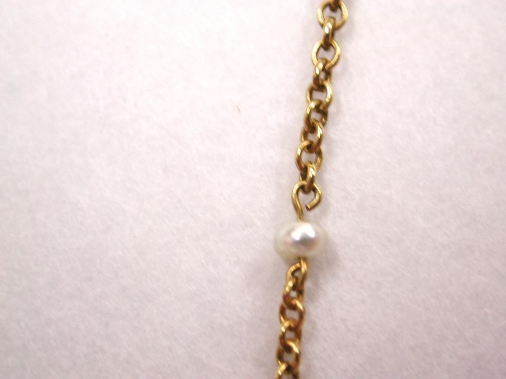 Édouardien Pendentif et chaîne en or 15 carats avec améthyste et perles de rocaille, 1910 en vente