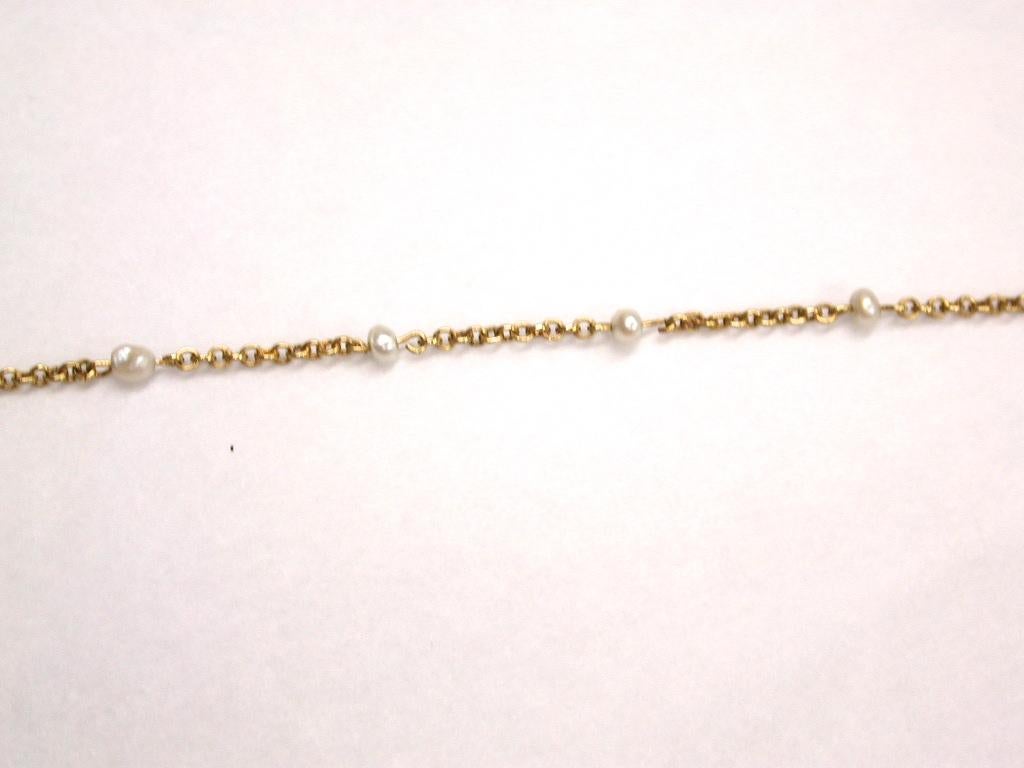 Pendentif et chaîne en or 15 carats avec améthyste et perles de rocaille, 1910 Pour femmes en vente