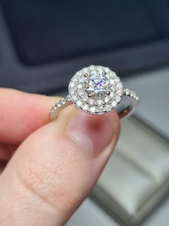 1.5 Ct Halo Engagement Ring For Women 925 Sterling Silver Round Solitaire.