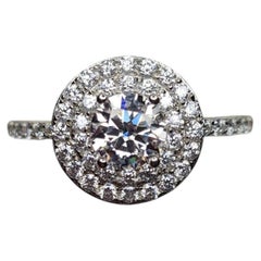 1.5 Ct Halo Engagement Ring For Women 925 Sterling Silver Round Solitaire.