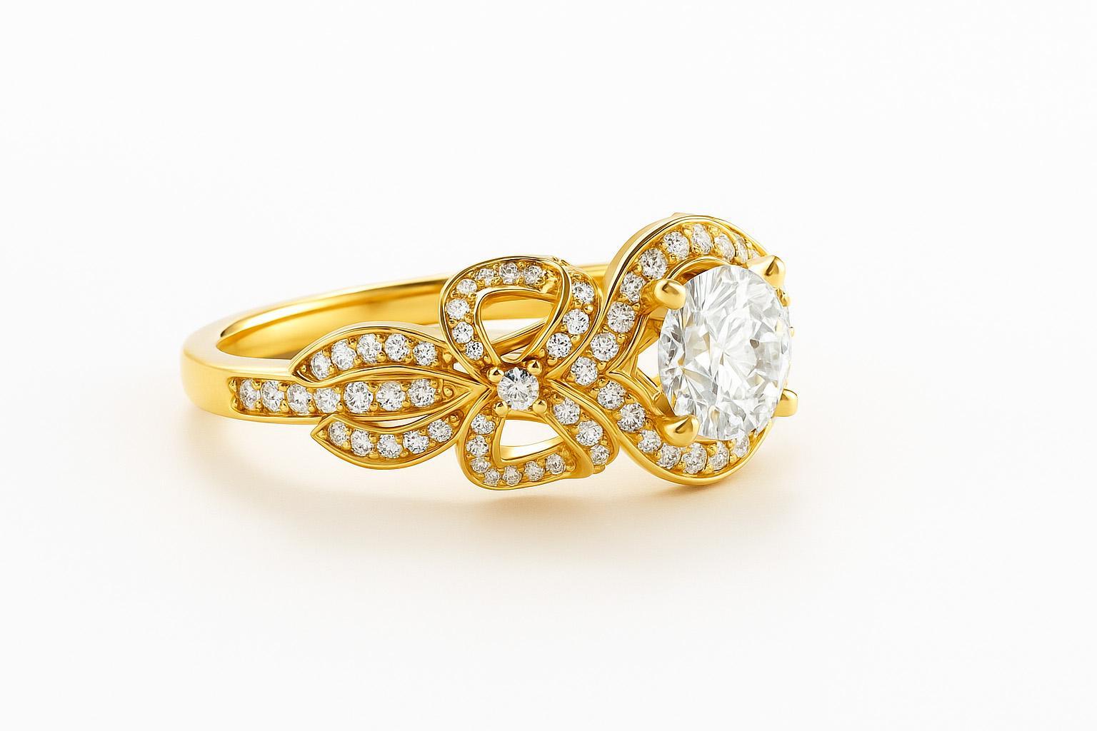 En venta: Anillo de compromiso de oro de 14 quilates con moissanita de 1,5 quilates.  2