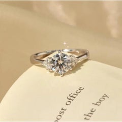 1.5 Ct Moissanite Angel Wing Ring 925 Sterling Silver Solitare Engagement Ring .