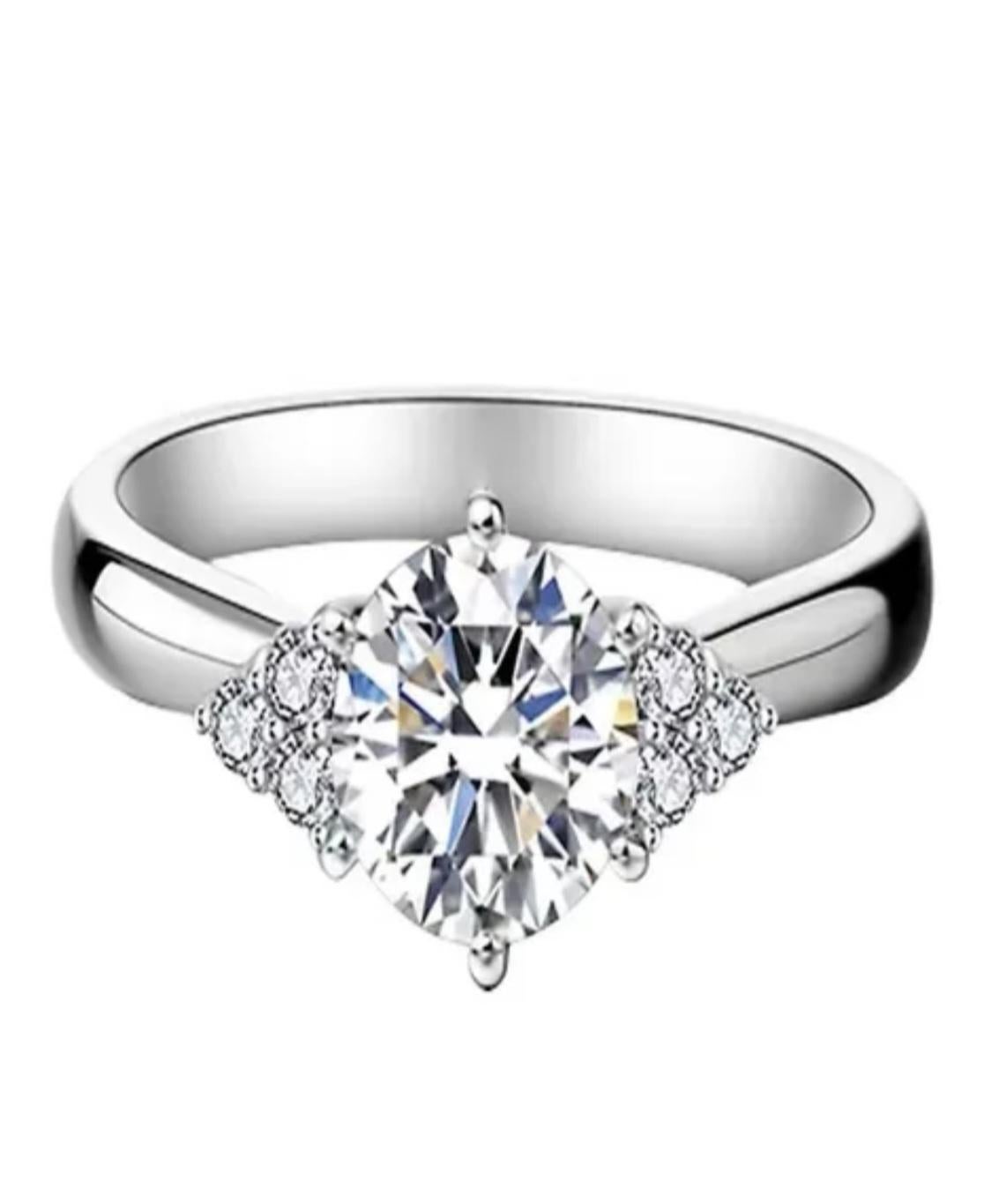 Art Deco 1.5 Ct Moissanite Angel Wing Ring 925 Sterling Silver Solitare Engagement Ring .