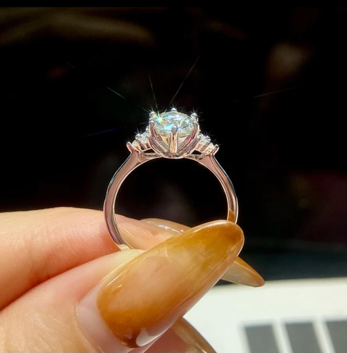 Women's or Men's 1.5 Ct Moissanite Angel Wing Ring 925 Sterling Silver Solitare Engagement Ring .