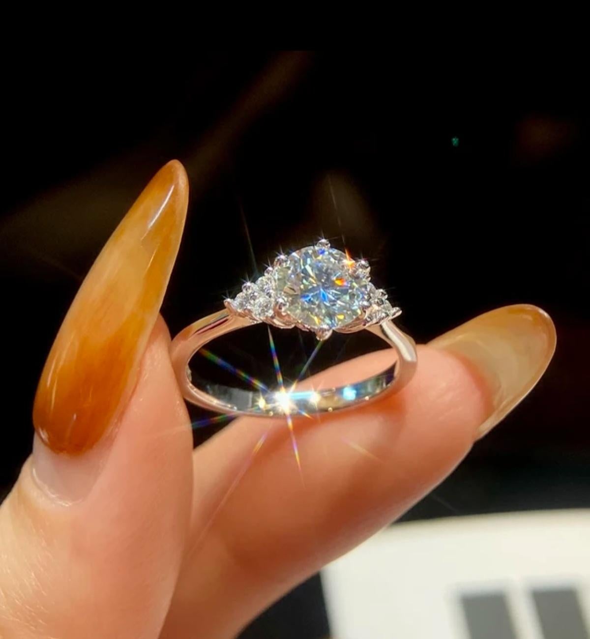 1.5 Ct Moissanite Angel Wing Ring 925 Sterling Silver Solitare Engagement Ring . 1