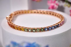 15ct Multicolor Tennis Bracelet, Rainbow Bracelet, Natural Sapphire Bracelet