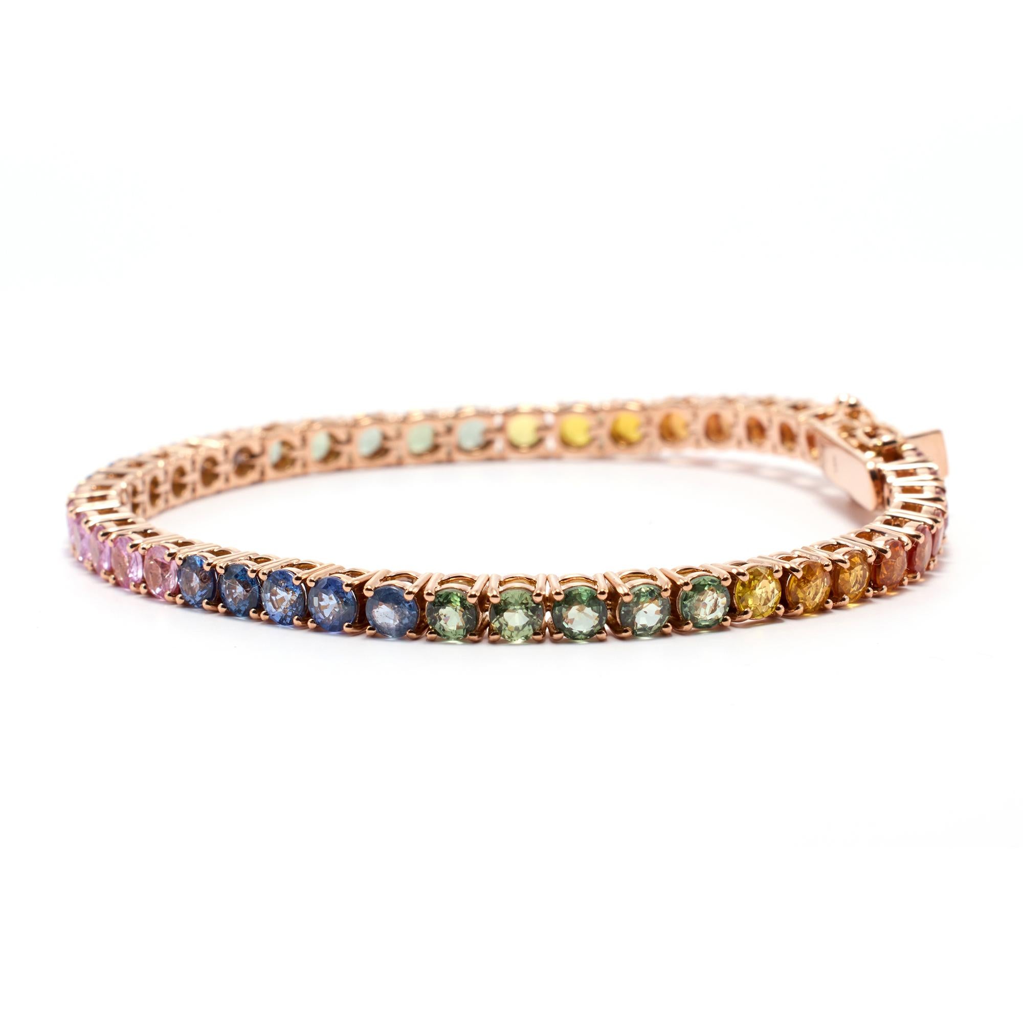 15ct Multicolor Tennis Bracelet, Rainbow Bracelet, Natural Sapphire Bracelet For Sale