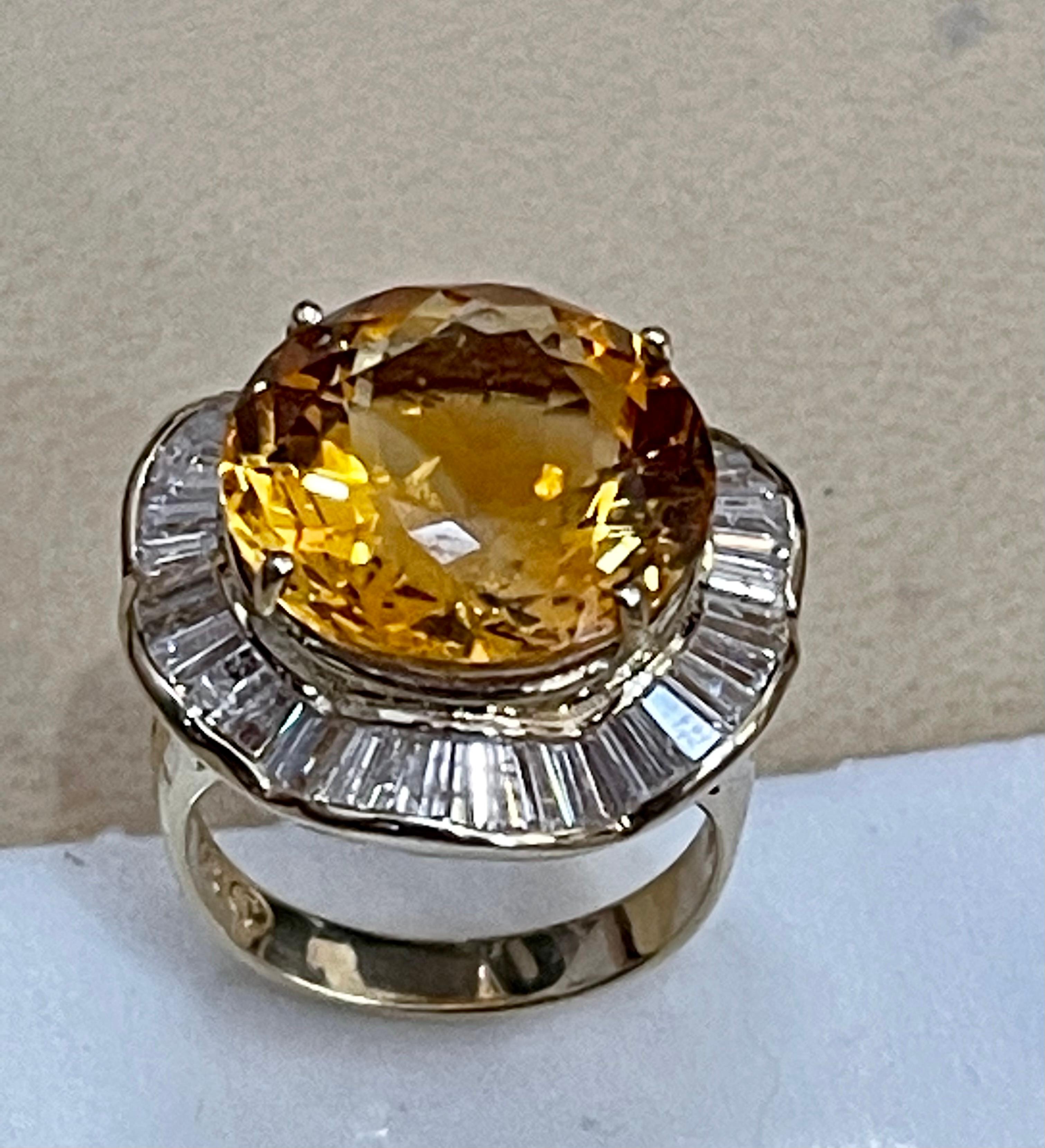 15 Karat natürlicher runder Citrin & Diamant-Cocktailring 14 Karat Gelbgold:: Nachlass 5