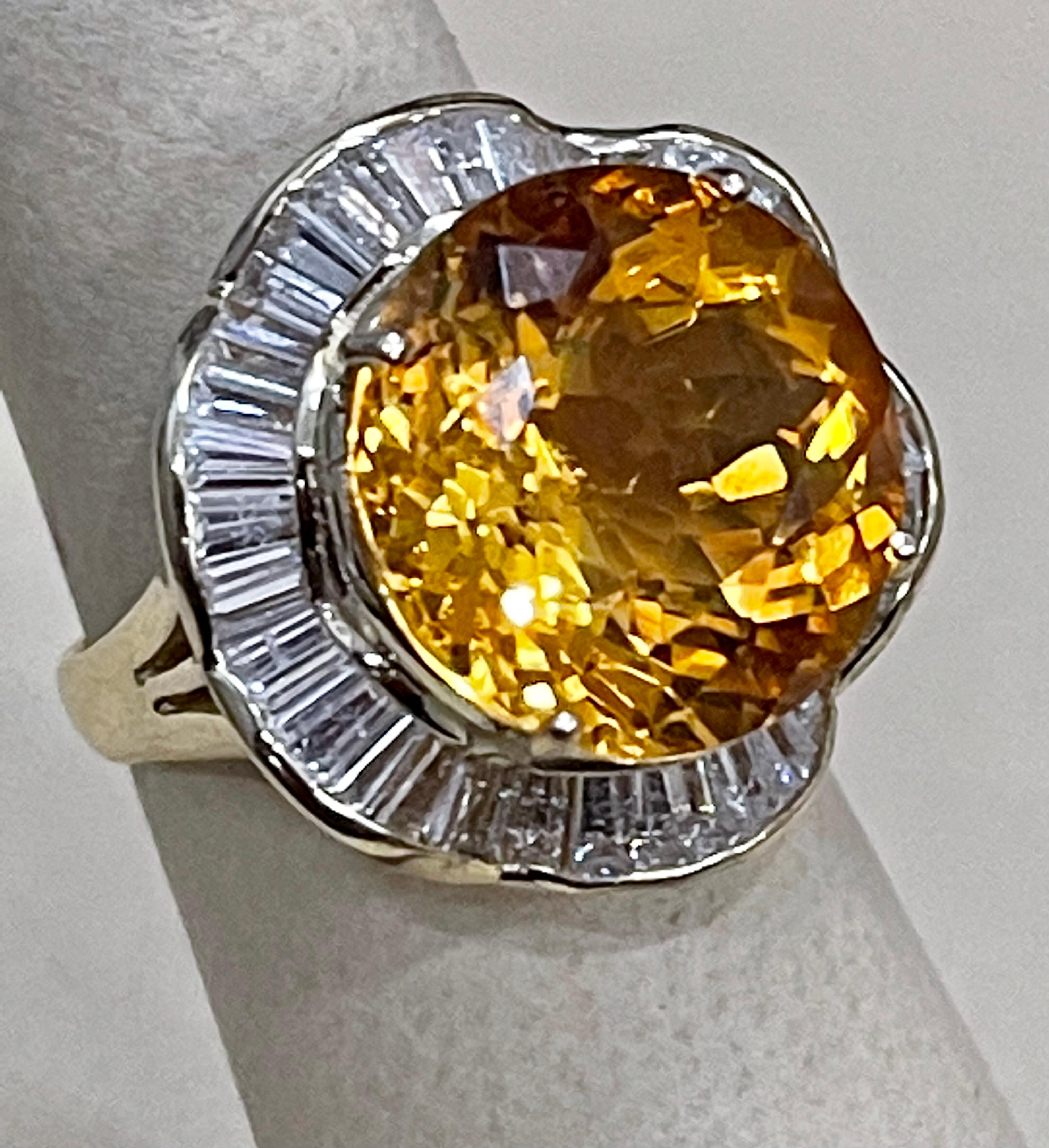 15 Karat natürlicher runder Citrin & Diamant-Cocktailring 14 Karat Gelbgold:: Nachlass 6